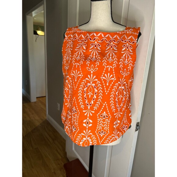 Ann Taylor Orange embroidered tank blouse small NWOT - Picture 3 of 6